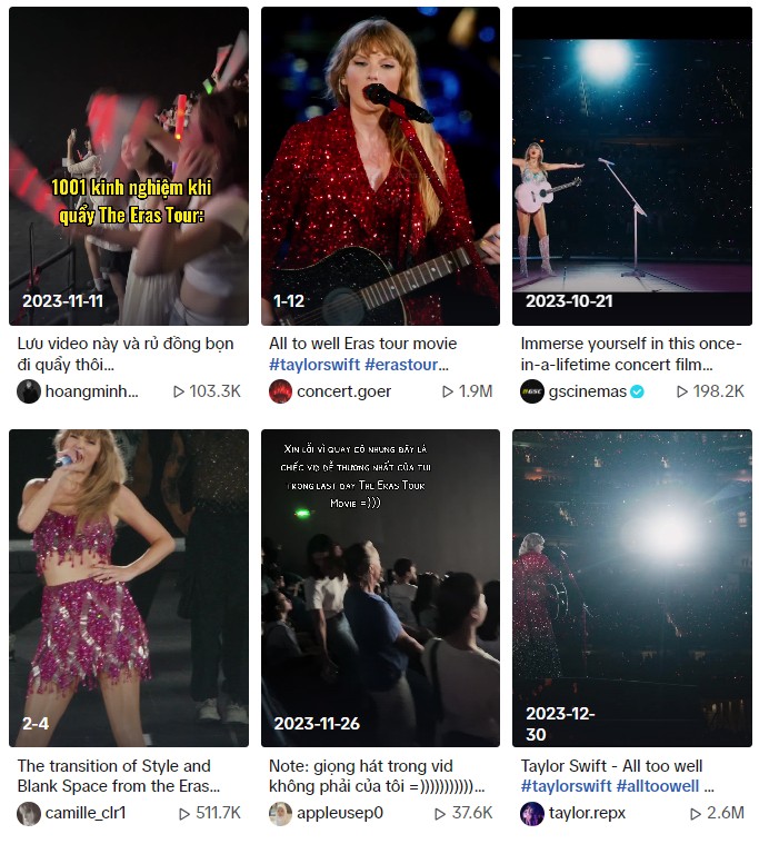 Video trải nghiệm cũng là một phần giúp lan tỏa hiệu ứng tích cực của các Taylor Swift: The Eras Tour đến người dùng