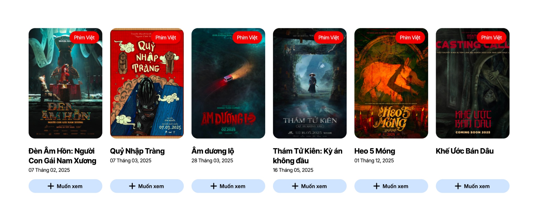 Một số tựa phim Việt Nam thể loại kinh dị được công bố sẽ ra mắt trong năm 2025