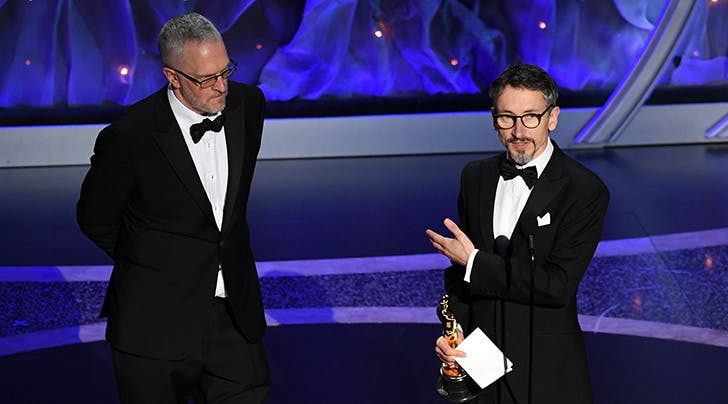Mark Taylor và Stuart Wilson (phim 1917) giành chiến thắng ở hạng mục Hòa Âm xuất sắc nhất tại Oscar 92. Ảnh: Kevin Winter / Getty Images