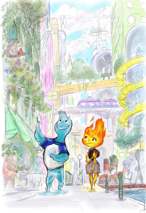 Hình ảnh concept art đầu tiên được hé lộ của Elemental. Ảnh: Twitter (@Pixar)